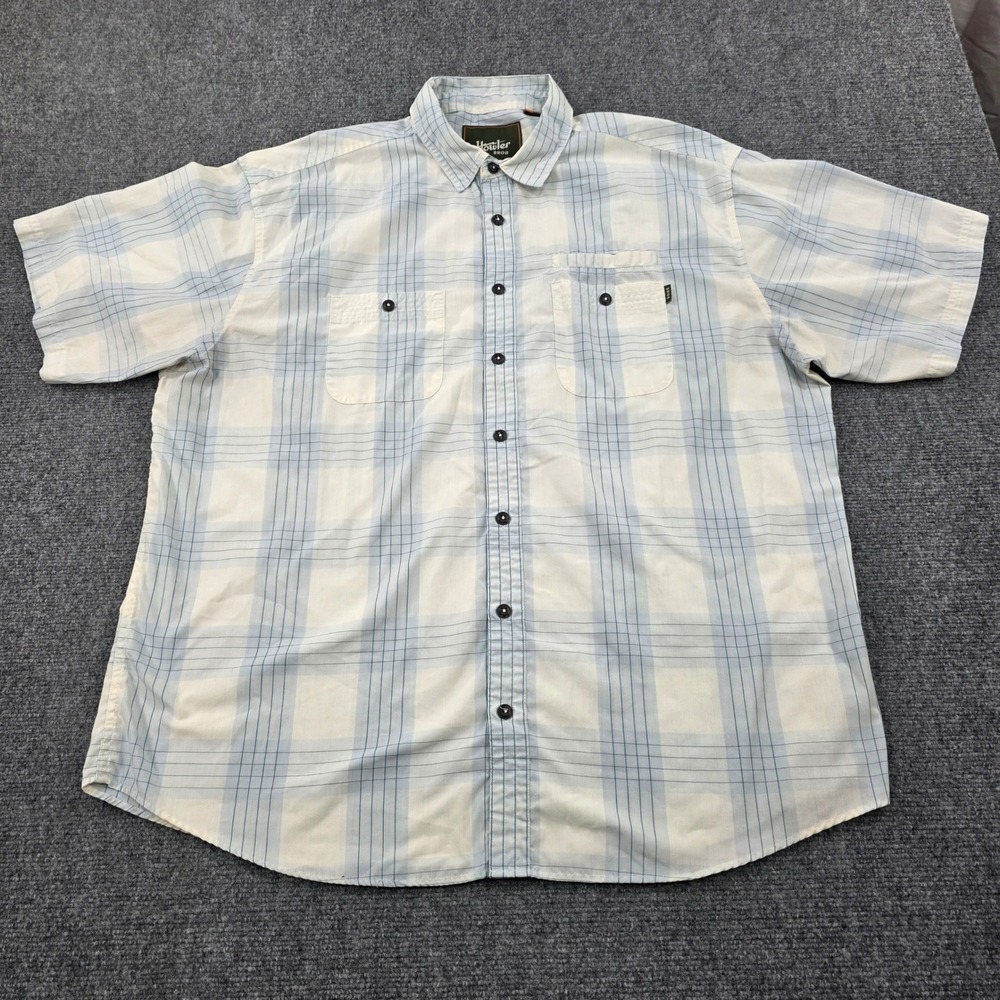 Howler Bros Shirt Mens XXL Plaid Button Up Short Sleeve Camp Shirt Heed The Call